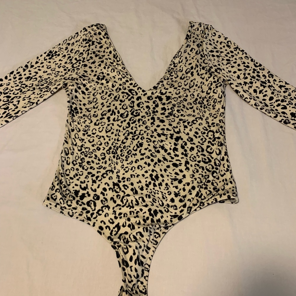 Fierce Desires Beige Leopard Print Long Sleeve Bodysuit
